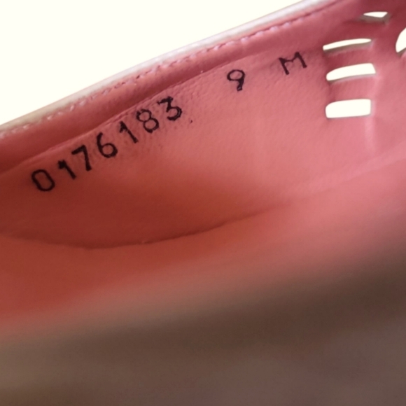 Nina Women's Vintage Pink Laser Cut Out Square Toe Leather Made In Spain Heels 9 - Picture 7 of 12